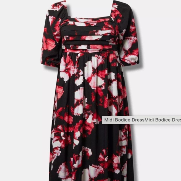 Torrid Dresses & Skirts - Torrid, Midi dress, pleated bodice, empire, NWT